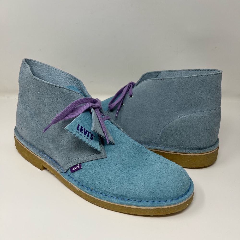 RARE Clarks Originals × Levi’s Desert Boots Blue Suede MEN Size 10.5 EXCELLENT!
